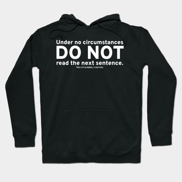 Under no circumstances, DO NOT read the next sentence. You little rebel, I like you. Hoodie by Styr Designs